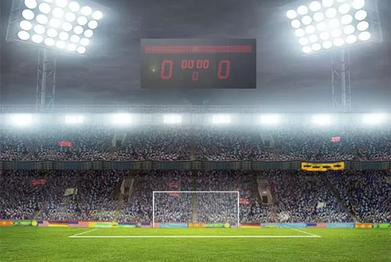 サッカーの試合中の LED ディスプレイ画面